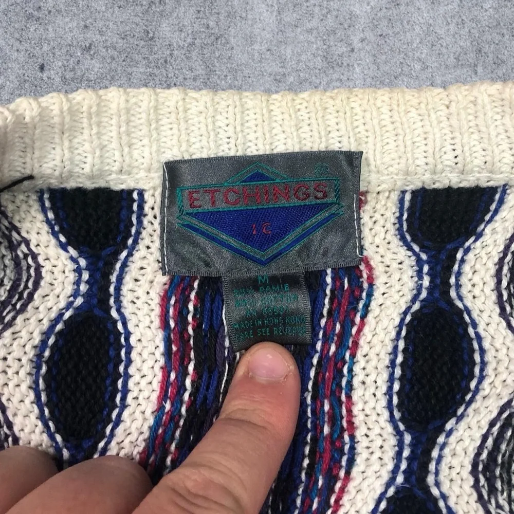 Vintage 80s 90s Etchings Coogi Style Cardigan Sweater Adult Size Medium‎